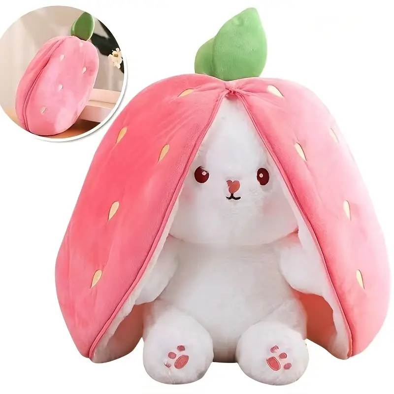 Strawberry Rabbit Zipper Plush Toy