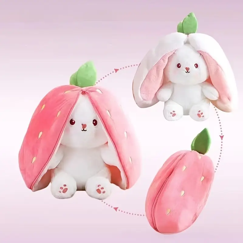 Strawberry Rabbit Zipper Plush Toy