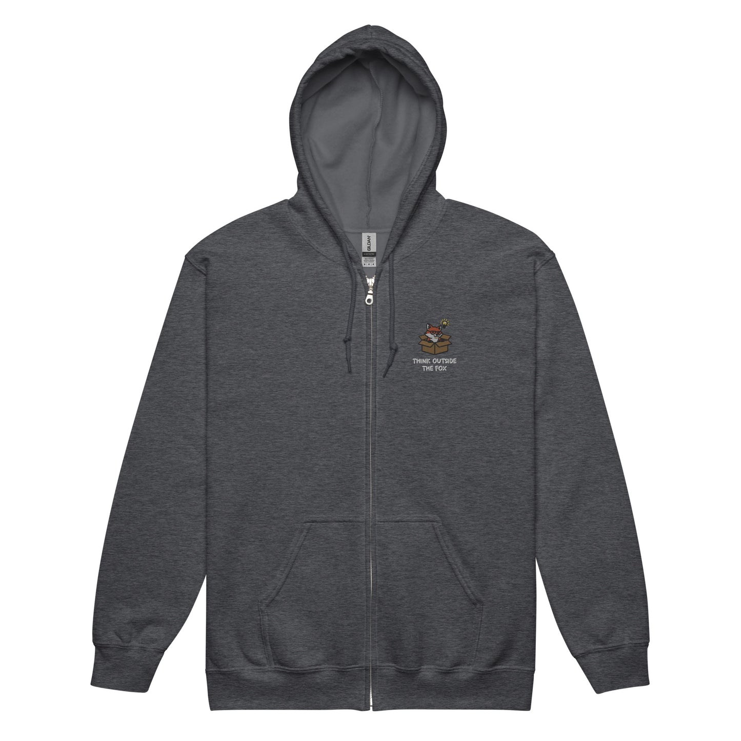 Think Outside The Fox Embroidered Zip Hoodie