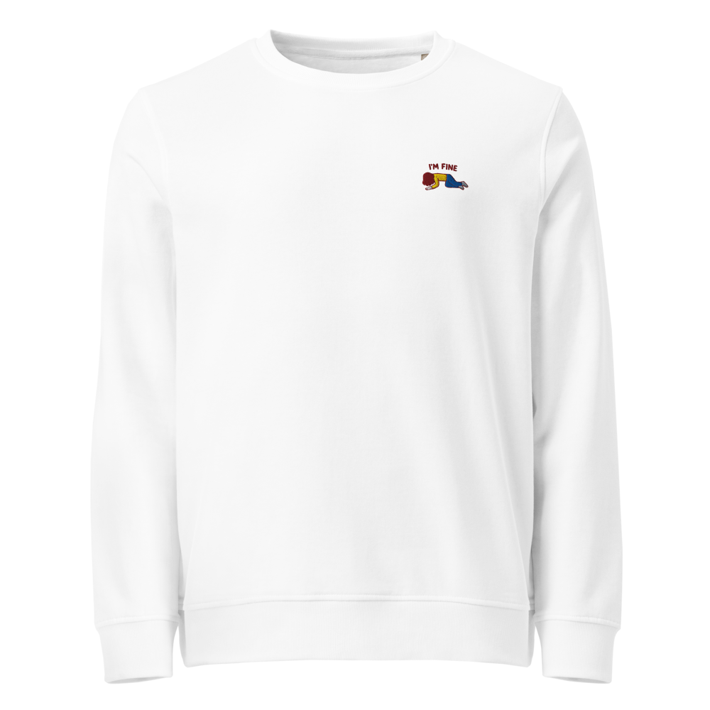 I’m Fine Meme Organic Embroidered Sweatshirt