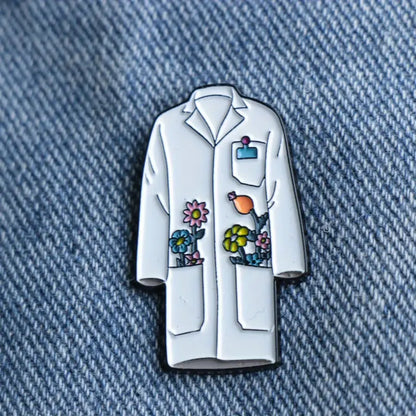 🧪🌸 Science Lab Coat with Flowers Pin