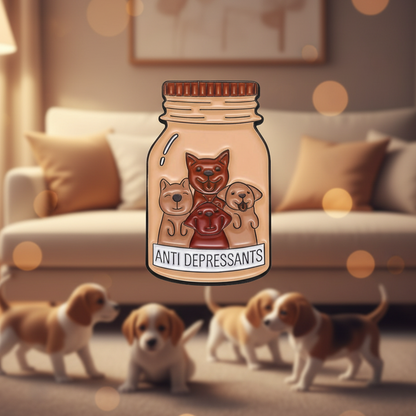 🐶✨ Anti-Depressants Dog Jar Pin