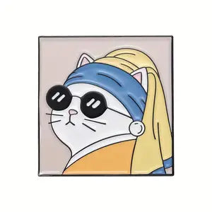 🎨🐱 Cat with a Pearl Earring Pin