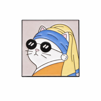 🎨🐱 Cat with a Pearl Earring Pin