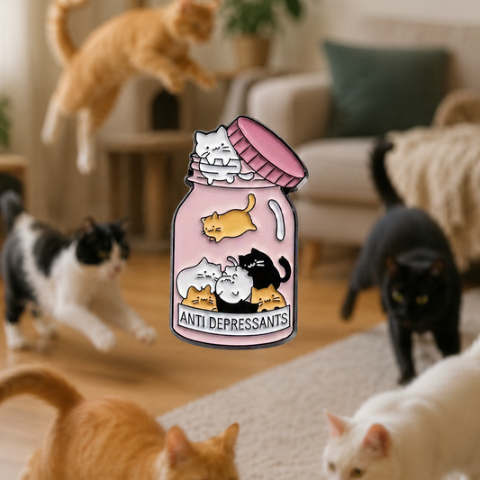 🐾💖 Anti-Depressants Cat Jar Pin