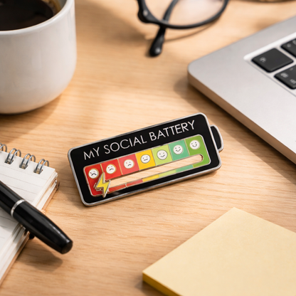 Social Battery Pin (Black)