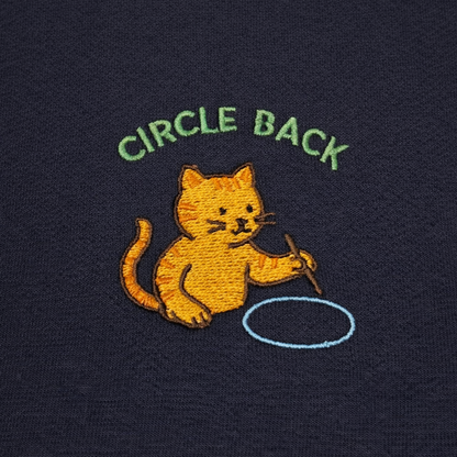 Circle Back Cat Embroidered T-Shirt
