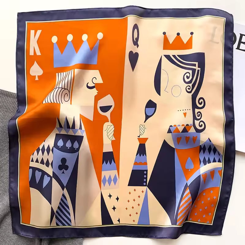 Poker King & Queen Silk Scarf