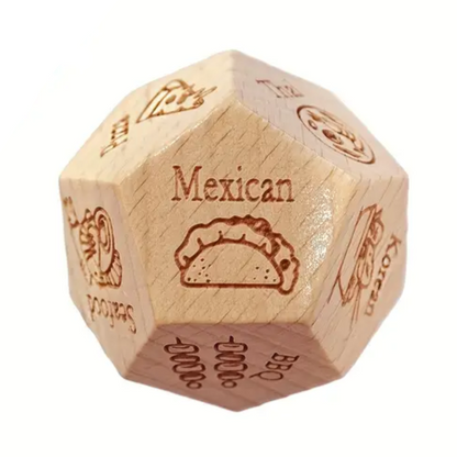 Wooden 12-Sided Decision Dice For Food