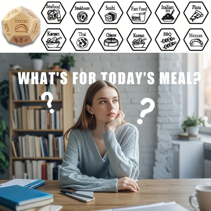Wooden 12-Sided Decision Dice For Food
