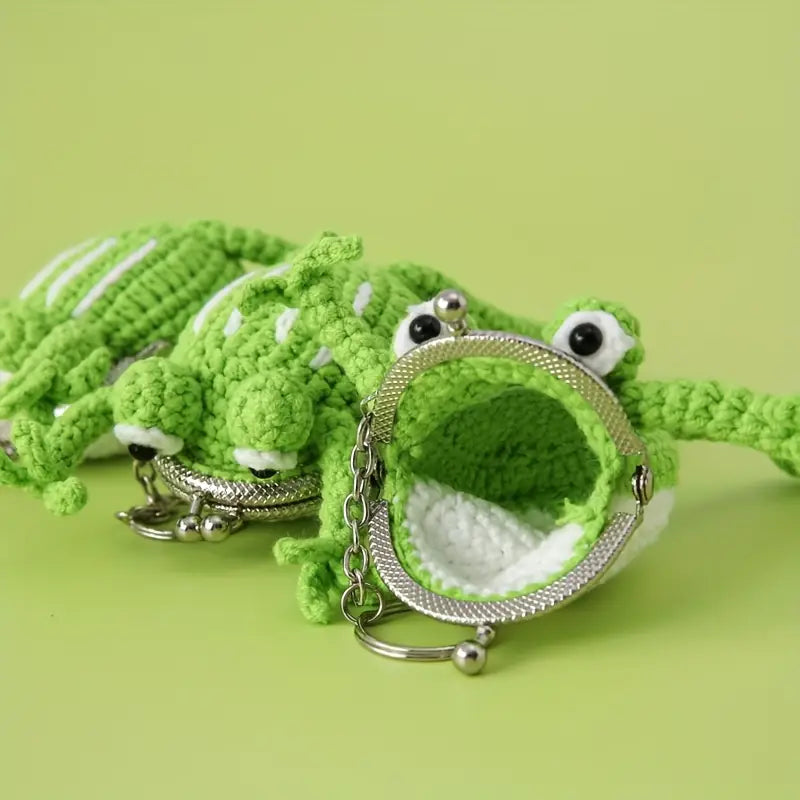 Ribbit Pocket Buddy | Crochet Frog Coin Keeper Keychain