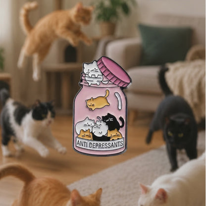 🐾💖 Anti-Depressants Cat Jar Pin
