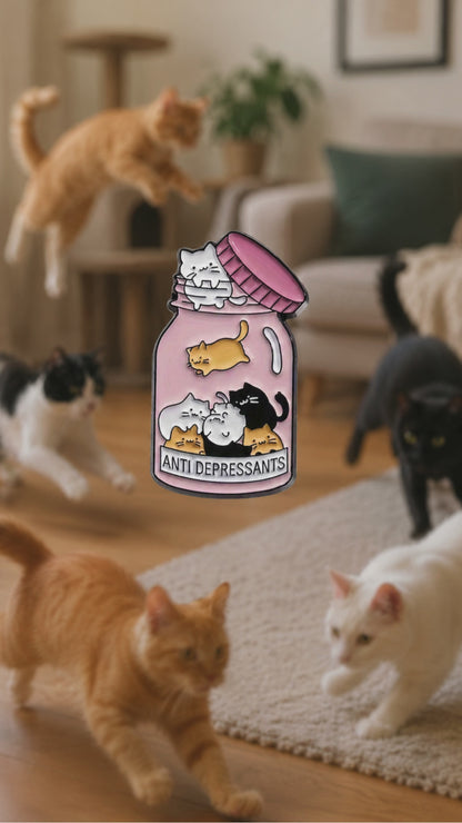 🐾💖 Anti-Depressants Cat Jar Pin