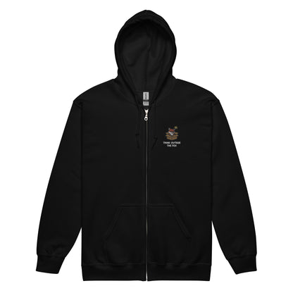 Think Outside The Fox Embroidered Zip Hoodie