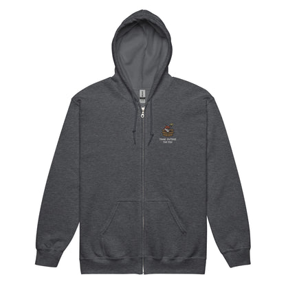 Think Outside The Fox Embroidered Zip Hoodie