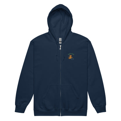 Circle Back Cat Embroidered Zip Hoodie