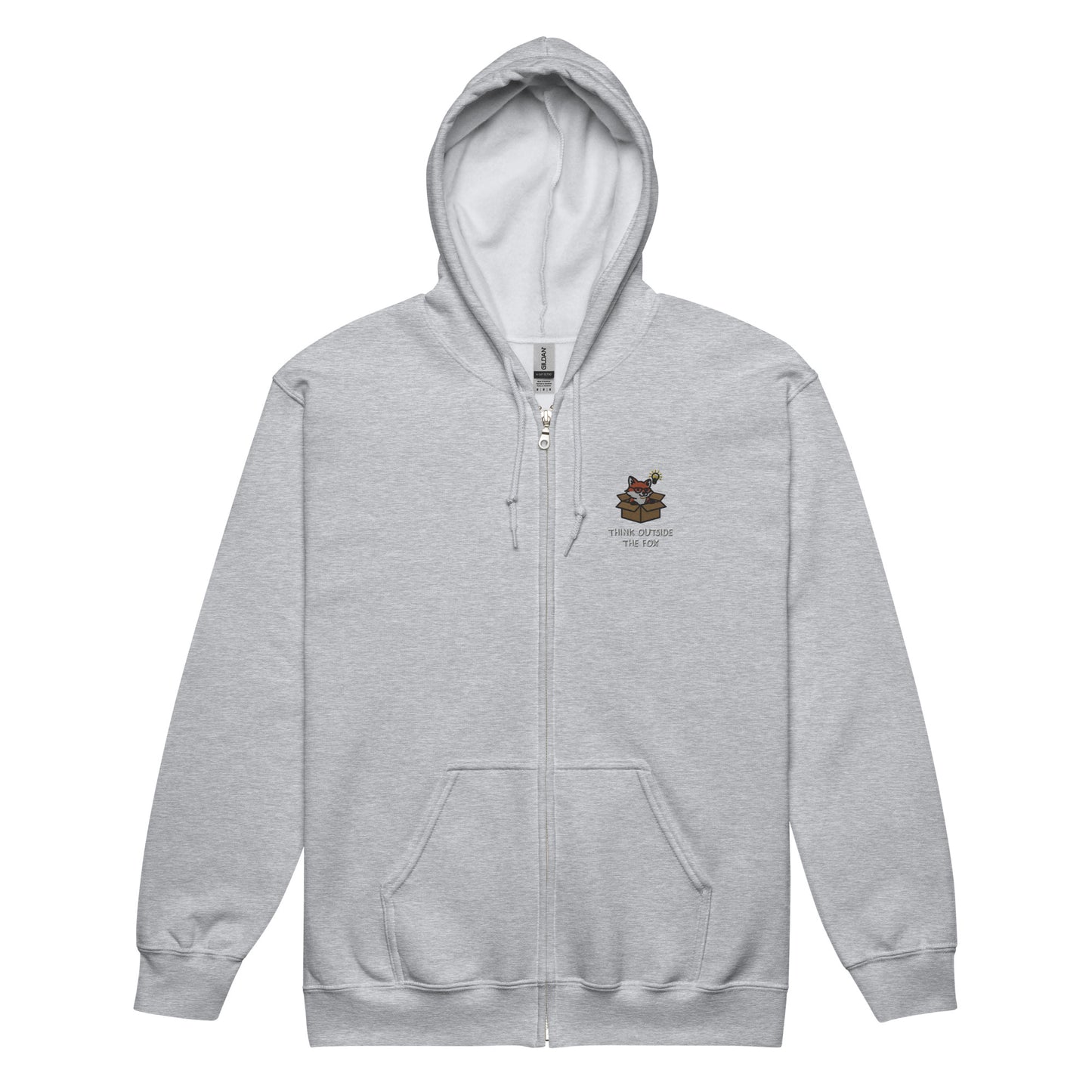 Think Outside The Fox Embroidered Zip Hoodie
