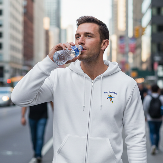 Stay Hydrated Duck Embroidered Zip Hoodie