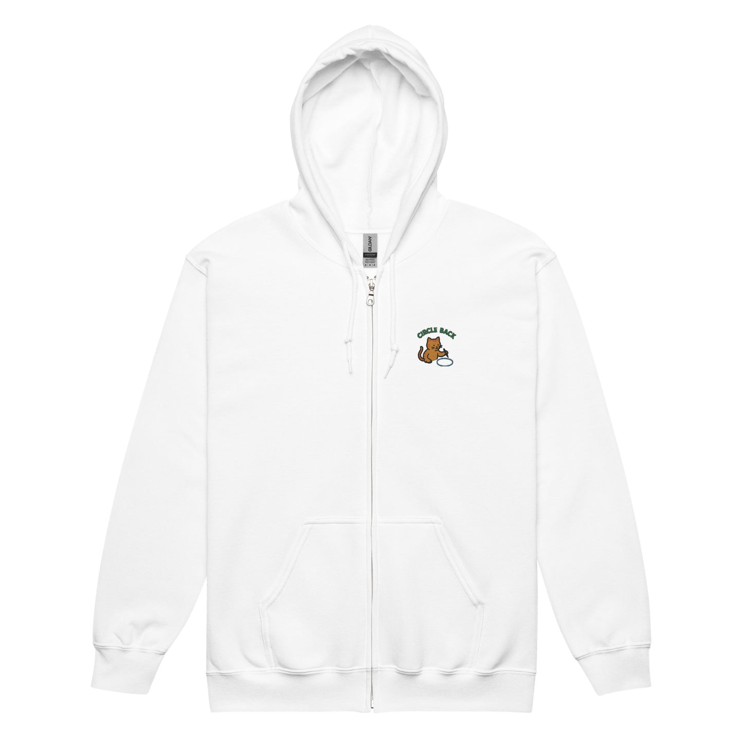 Circle Back Cat Embroidered Zip Hoodie