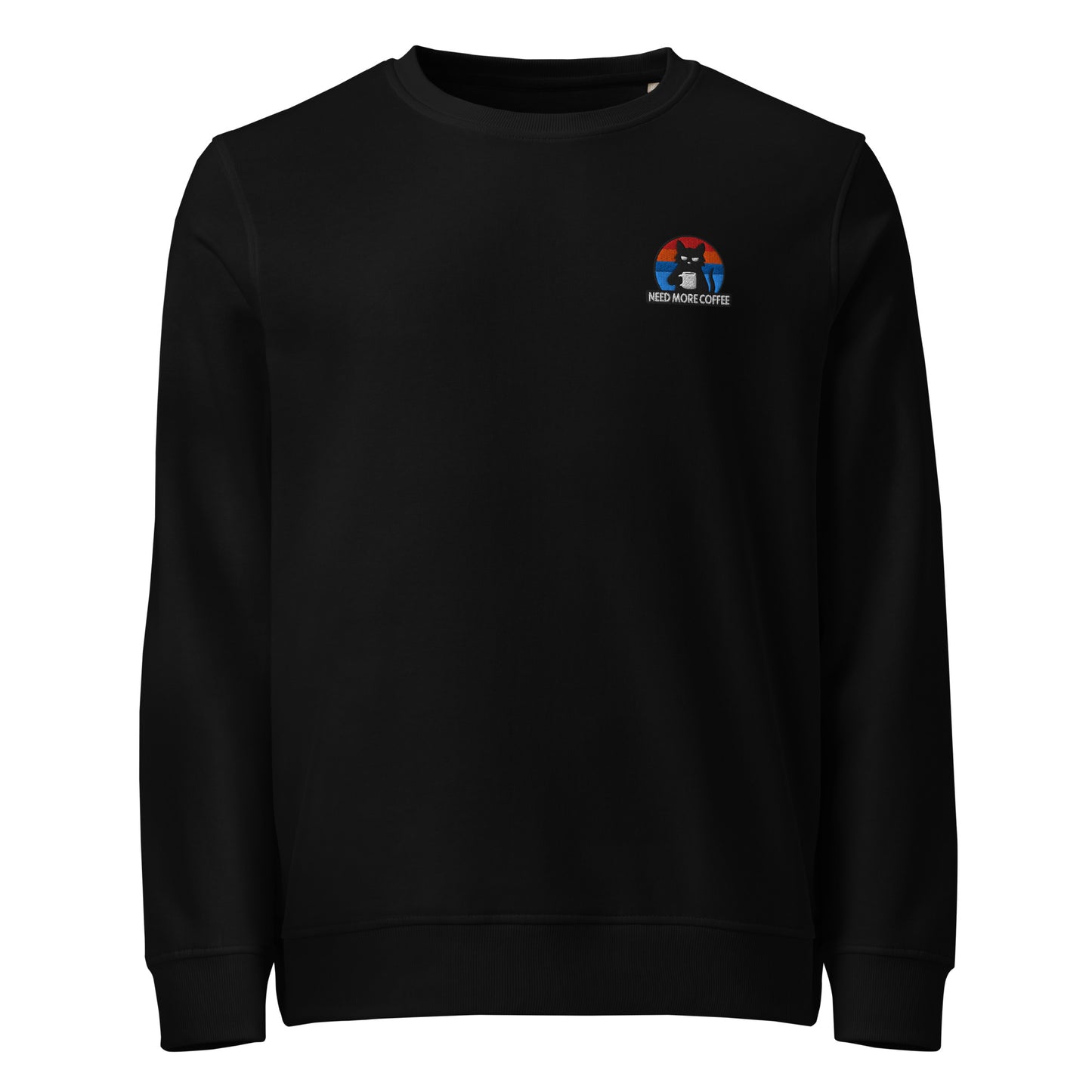 Black Cat Retro Sunset Organic Embroidered Sweatshirt