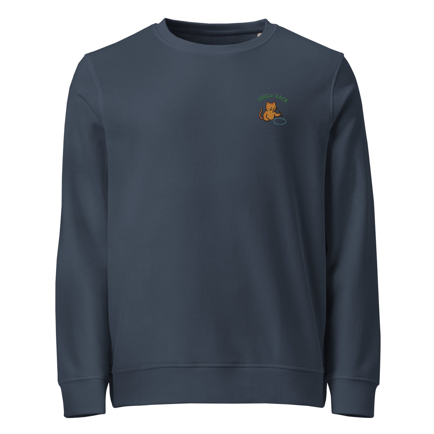 Circle Back Cat Organic Embroidered Sweatshirt