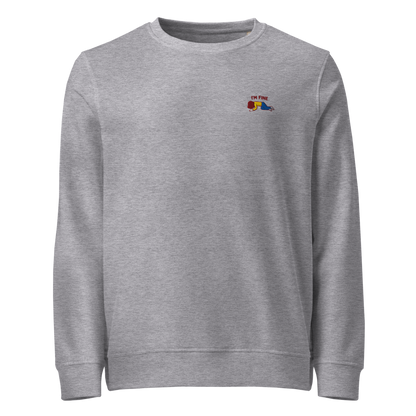I’m Fine Meme Organic Embroidered Sweatshirt