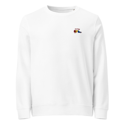 I’m Fine Meme Organic Embroidered Sweatshirt