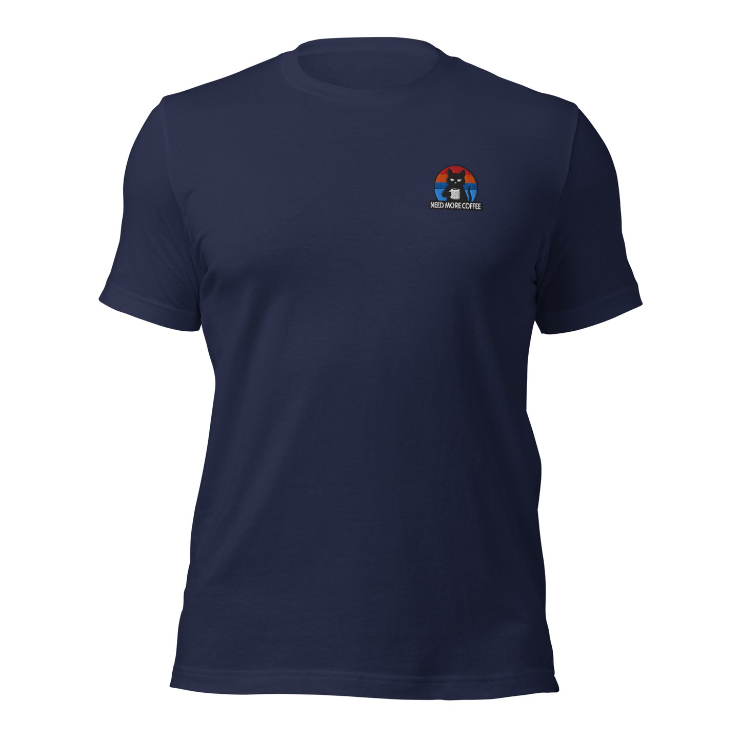 Black Cat Retro Sunset Embroidered T-Shirt