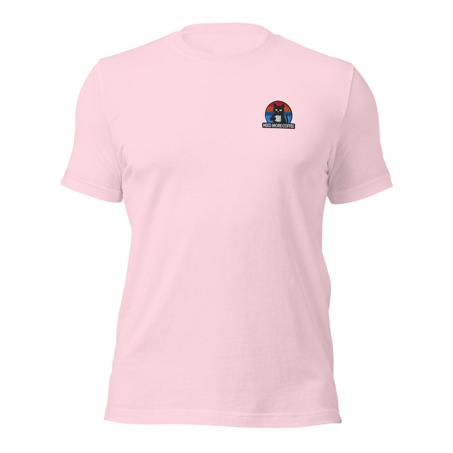 Black Cat Retro Sunset Embroidered T-Shirt